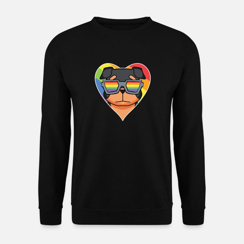 Regenbogen - Hund mit Brille - Rottweiler - Unisex Pullover - Schwarz