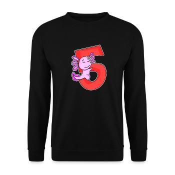 5 Jahre alt - 5. Geburtstag mit Tier Motiv - Unisex Pullover - Schwarz - Vorne - Alina (178cm) & Michal (187cm)