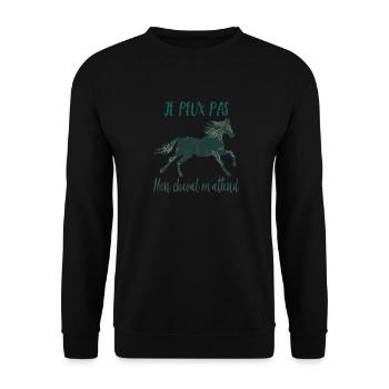 Je peux pas mon cheval m'attend - florale poney - Sweat-shirt Unisexe - noir - Devant - Alina (178cm) & Michal (187cm)