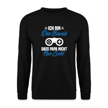 Schwangerschaft Baby Geburt Gamer - Papa Spruch - Unisex Pullover - Schwarz - Vorne - Alina (178cm) & Michal (187cm)