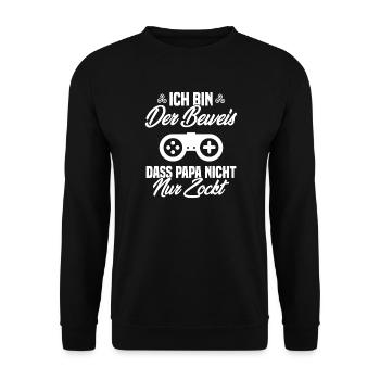 Schwangerschaft Baby Geburt Gamer - Papa Spruch - Unisex Pullover - Schwarz - Vorne - Alina (178cm) & Michal (187cm)