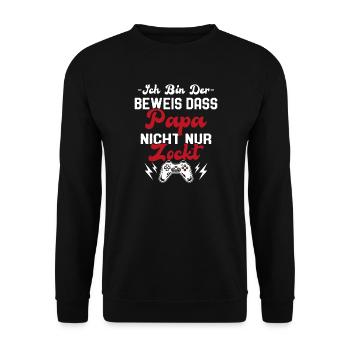 Schwangerschaft Baby Geburt Gamer - Papa Spruch - Unisex Pullover - Schwarz - Vorne - Alina (178cm) & Michal (187cm)