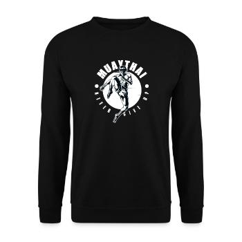 Muay Thai Boxen Kickboxen Never Give Up MMA - Unisex Pullover - Schwarz - Vorne - Alina (178cm) & Michal (187cm)