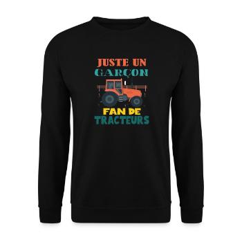 Juste Un Garçon Fan De Tracteurs -drole Conducteur - Sweat-shirt Unisexe - noir - Devant - Alina (178cm) & Michal (187cm)