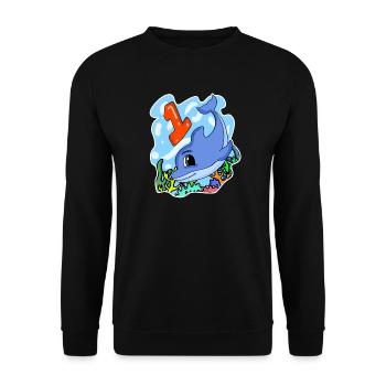 1 year old - Enrollment - Dolphin motif - Unisex Sweatshirt - black - Front - Alina (178cm) & Michal (187cm)