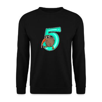 5 ans - 5e anniversaire avec motif animal - Sweat-shirt Unisexe - noir - Devant - Alina (178cm) & Michal (187cm)