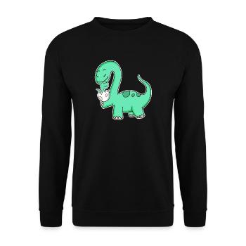Dinosaur with baby dinosaur - Unisex Sweatshirt - black - Front - Alina (178cm) & Michal (187cm)
