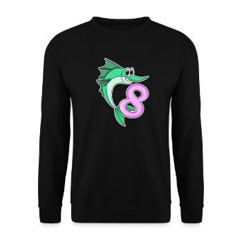 8 Jahre alt - 8. Geburtstag mit Tier Motiv - Unisex Pullover - Schwarz - Vorne - Alina (178cm) & Michal (187cm)