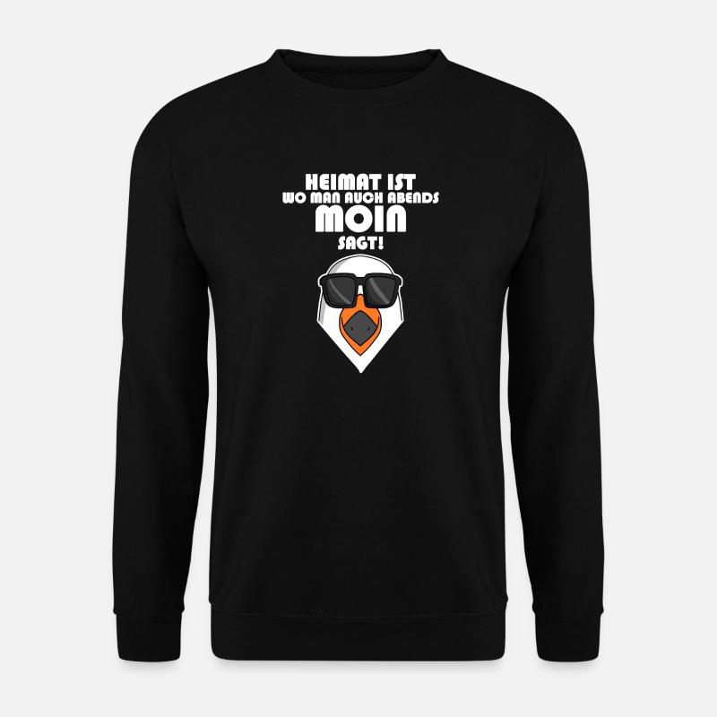 Plattdeutsch Spruch Moin Möwe Nordsee - Unisex Pullover - Schwarz