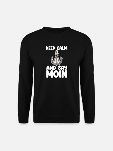 Nordsee Plattdeutsch Spruch Moin Möwe Anker - Unisex Pullover - Schwarz