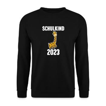 Schuldkind Einschulung Giraffe 2023 - Unisex Pullover - Schwarz - Vorne - Alina (178cm) & Michal (187cm)