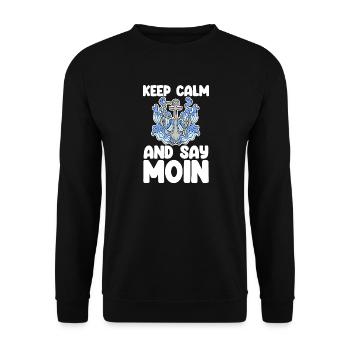 North Sea Low German Saying Moin - Unisex Sweatshirt - black - Front - Alina (178cm) & Michal (187cm)