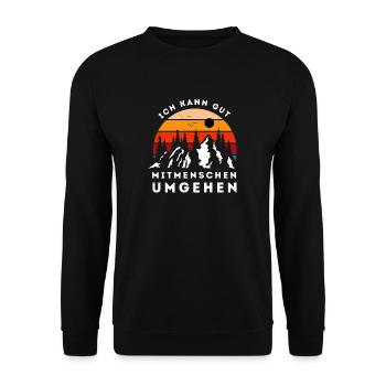 Menschenumgang Berglandschaft - Unisex Pullover - Schwarz - Vorne - Alina (178cm) & Michal (187cm)