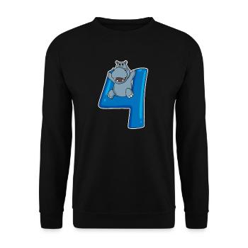 4 Jahre alt - 4. Geburtstag mit Tier Motiv - Unisex Pullover - Schwarz - Vorne - Alina (178cm) & Michal (187cm)