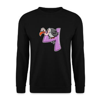 4 Jahre alt - 4. Geburtstag mit Tier Motiv - Unisex Pullover - Schwarz - Vorne - Alina (178cm) & Michal (187cm)