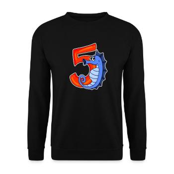5 Jahre alt - 5. Geburtstag mit Tier Motiv - Unisex Pullover - Schwarz - Vorne - Alina (178cm) & Michal (187cm)