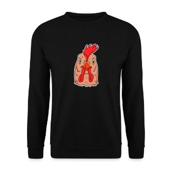 Huhn Kopf - Unisex Pullover - Schwarz - Vorne - Alina (178cm) & Michal (187cm)