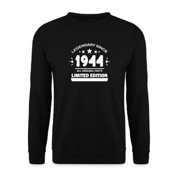 1944 - Jahrgang 1944 - Baujahr 1944 Spruch - Unisex Pullover - Schwarz - Vorne - Alina (178cm) & Michal (187cm)