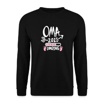 Oma 2023 - Werdende Oma 2023 - Oma Loading - Unisex Pullover - Schwarz - Vorne - Alina (178cm) & Michal (187cm)