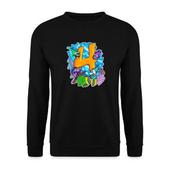 4 Jahre alt - 4. Geburtstag mit Tier Motiv - Unisex Pullover - Schwarz - Vorne - Alina (178cm) & Michal (187cm)