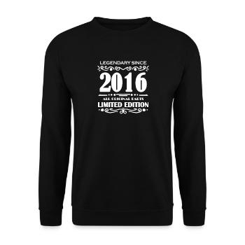 2016 - Year 2016 - Year of construction 2016 Saying - Unisex Sweatshirt - black - Front - Alina (178cm) & Michal (187cm)