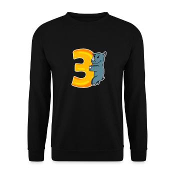 3 Jahre alt - 3. Geburtstag mit Tier Motiv - Unisex Pullover - Schwarz - Vorne - Alina (178cm) & Michal (187cm)