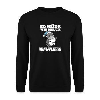 Müde Spruch lustig Schlafen Ausschlafen Faul - Unisex Pullover - Schwarz - Vorne - Alina (178cm) & Michal (187cm)
