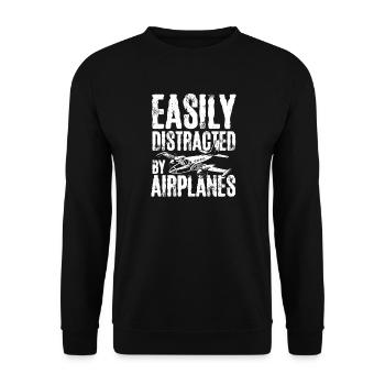 Easily distracted by airplanes - Unisex Pullover - Schwarz - Vorne - Alina (178cm) & Michal (187cm)