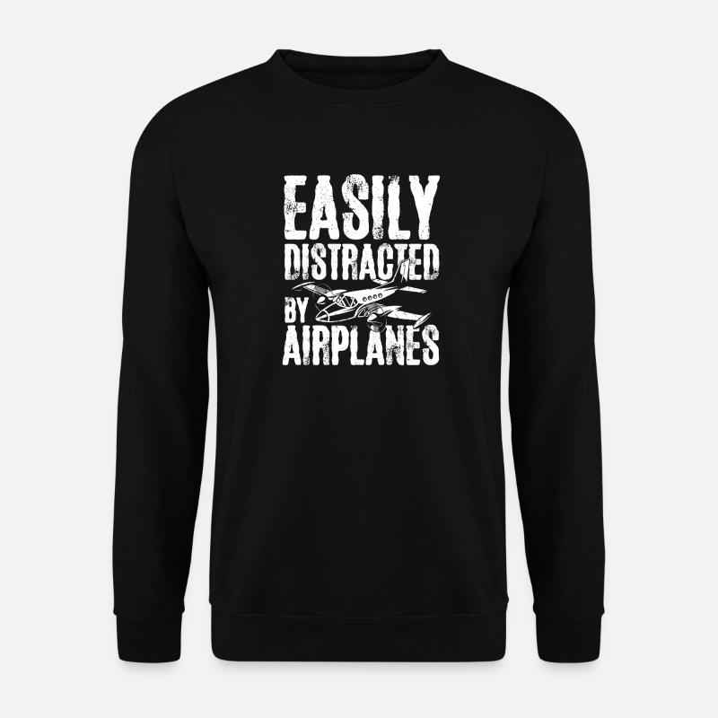 Easily distracted by airplanes - Unisex Pullover - Schwarz