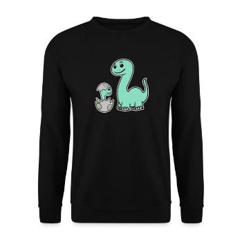 Dinosaure avec bébé dinosaure - Sweat-shirt Unisexe - noir - Devant - Alina (178cm) & Michal (187cm)
