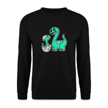 Dinosaurier mit Baby Dinosaurier Familie - Unisex Pullover - Schwarz - Vorne - Alina (178cm) & Michal (187cm)
