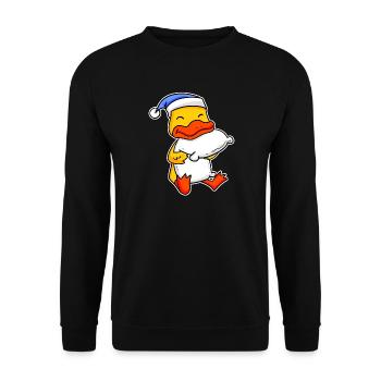 Duck with pillow and sleeping cap - Unisex Sweatshirt - black - Front - Alina (178cm) & Michal (187cm)