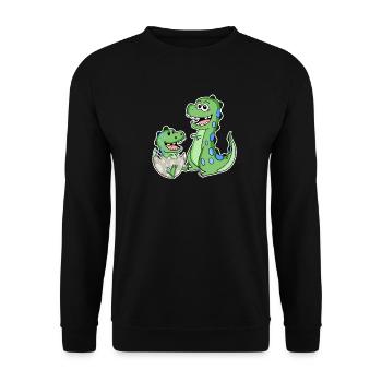 Dinosaur with baby dinosaur - Unisex Sweatshirt - black - Front - Alina (178cm) & Michal (187cm)