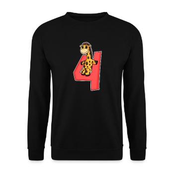 4 Jahre alt - 4. Geburtstag mit Tier Motiv - Unisex Pullover - Schwarz - Vorne - Alina (178cm) & Michal (187cm)