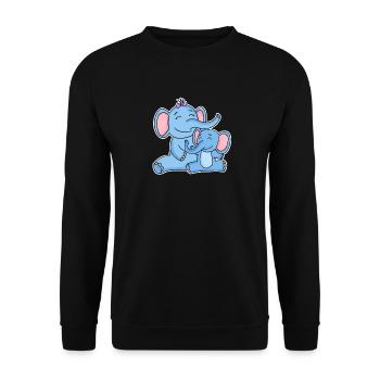 Elefant Familie - Elefant mit Baby - Elefant Motiv - Unisex Pullover - Schwarz - Vorne - Alina (178cm) & Michal (187cm)