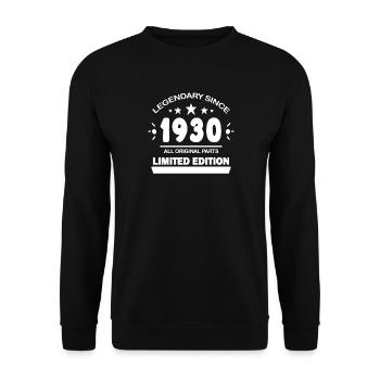 1930 - Né 1930 - Année de construction 1930 Spruch - Sweat-shirt Unisexe - noir - Devant - Alina (178cm) & Michal (187cm)