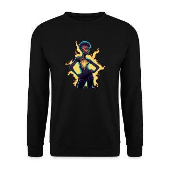 Glowing Energy Consciousness Figure - Unisex Sweatshirt - black - Front - Alina (178cm) & Michal (187cm)