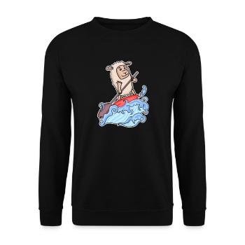 Stand Up Paddling Schaf - Unisex Pullover - Schwarz - Vorne - Alina (178cm) & Michal (187cm)