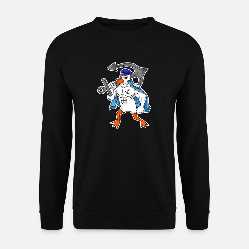 Nordsee Möwe mit Anker - Unisex Pullover - Schwarz