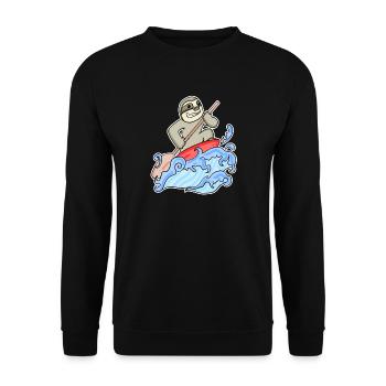 Stand Up Paddling Faultier - Unisex Pullover - Schwarz - Vorne - Alina (178cm) & Michal (187cm)
