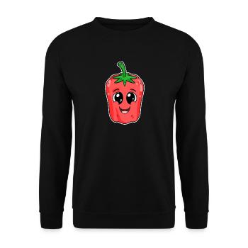 Pepper Face Motif Cute - Unisex Sweatshirt - black - Front - Alina (178cm) & Michal (187cm)