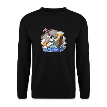 Bateau Capitaine Lapin - Sweat-shirt Unisexe - noir - Devant - Alina (178cm) & Michal (187cm)
