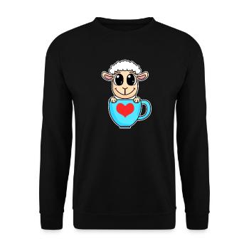 Sheep Heart Coffee Love - Heart Motif - Unisex Sweatshirt - black - Front - Alina (178cm) & Michal (187cm)