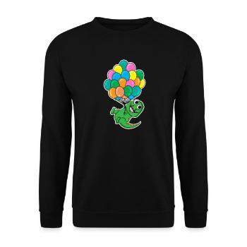 Dino Kids Motif Balloon Balloons - Unisex Sweatshirt - black - Front - Alina (178cm) & Michal (187cm)