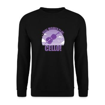 Cello Instrument Musician Cellonist Gift - Unisex Sweatshirt - black - Front - Alina (178cm) & Michal (187cm)