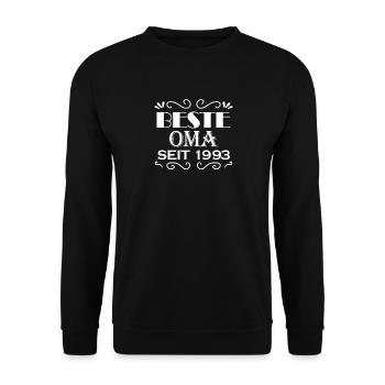 Beste Oma seit 1993 - Geschenk für die beste Oma - Unisex Pullover - Schwarz - Vorne - Alina (178cm) & Michal (187cm)
