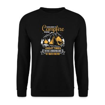 Campfire moments at the campfire - Unisex Sweatshirt - black - Front - Alina (178cm) & Michal (187cm)