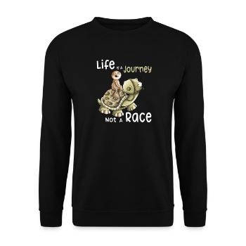 Life Is A Journey Not A Race - Unisex Pullover - Schwarz - Vorne - Alina (178cm) & Michal (187cm)