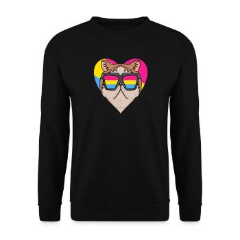 Pansexuell Katze Exotische Kurzhaarkatze Herz Gesc - Unisex Pullover - Schwarz - Vorne - Alina (178cm) & Michal (187cm)