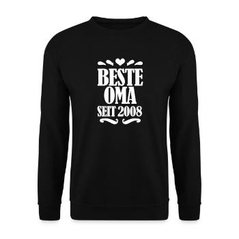 Beste Oma seit 2008 - Oma Geschenk - Unisex Pullover - Schwarz - Vorne - Alina (178cm) & Michal (187cm)